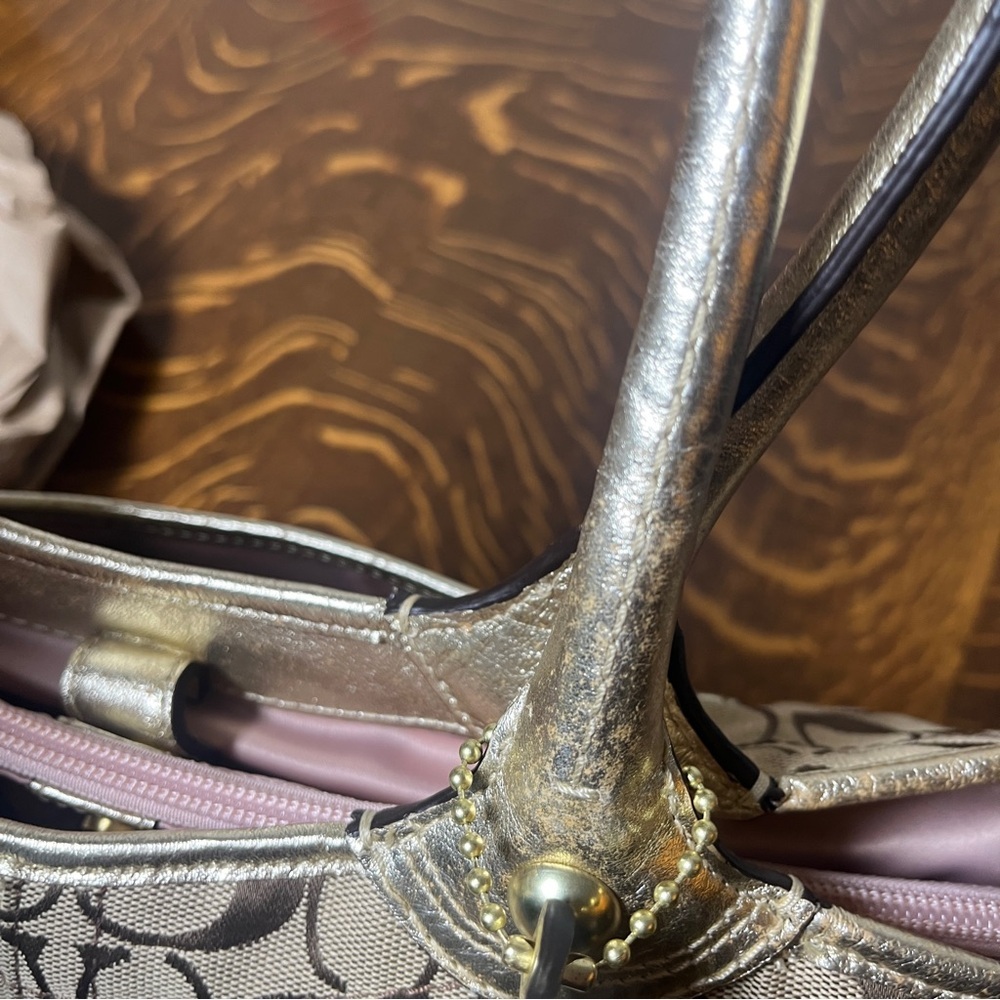 Coach Bleeker Signature Floral and Gold Tote Bag - Picture 12 of 14